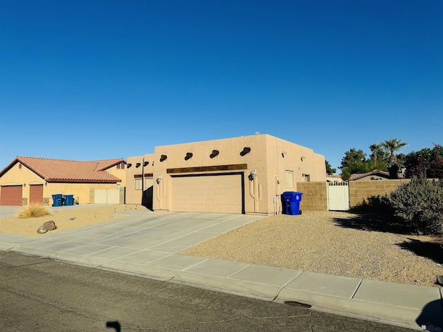 adobe home with a garage