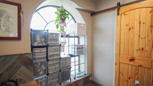 interior details with a barn door