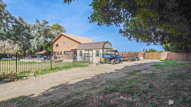 exterior space with a garage