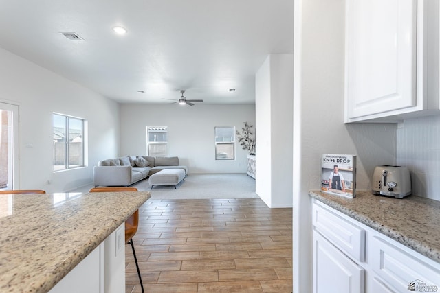 living room with ceiling fan