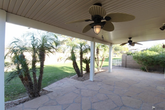 view of patio with ceiling fan