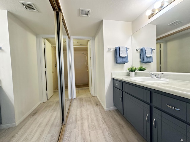 bathroom featuring vanity and wood-type flooring