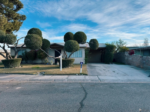 view of front of house featuring an attached carport and concrete driveway