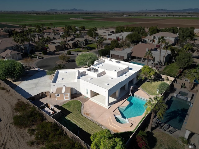 birds eye view of property featuring a rural view