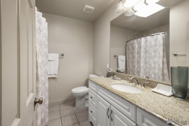 bathroom featuring tile patterned flooring, vanity, and toilet