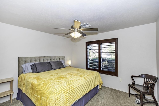 bedroom with carpet flooring and ceiling fan