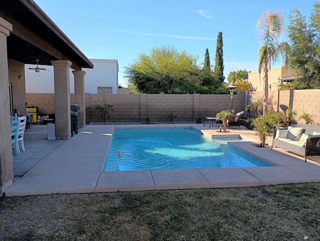 view of pool with a patio and grilling area