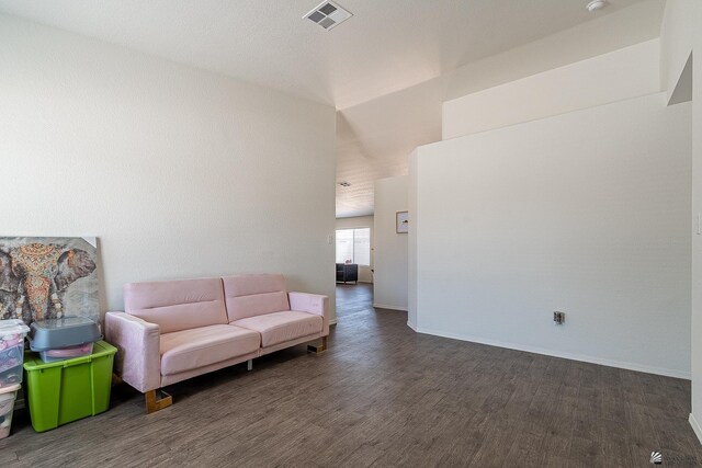 living room with dark wood-type flooring