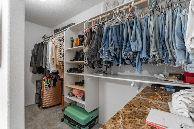 spacious closet with carpet flooring