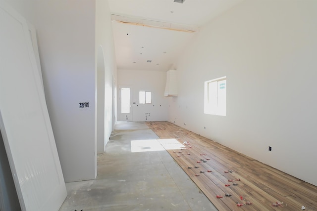 interior space with a towering ceiling