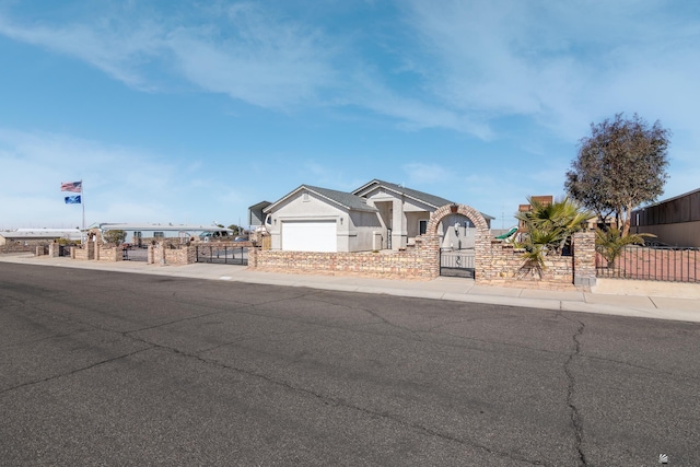 ranch-style home with a garage