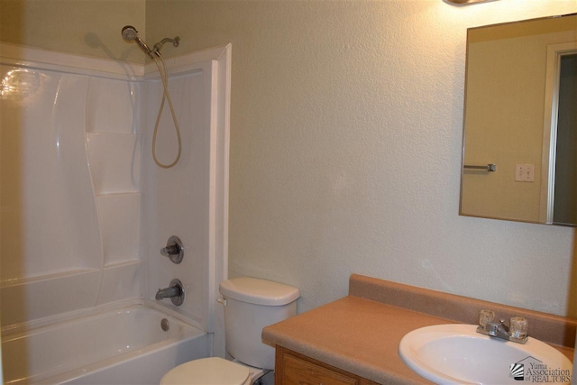 full bathroom featuring vanity, toilet, and shower / bath combination