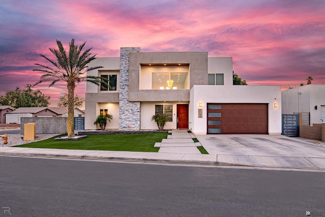 contemporary home featuring a garage