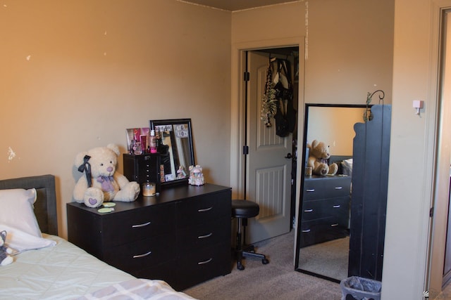 carpeted bedroom featuring a closet