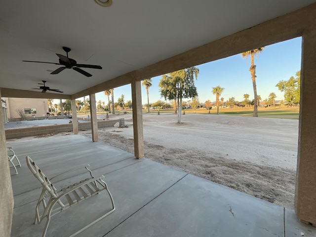 view of patio / terrace featuring ceiling fan