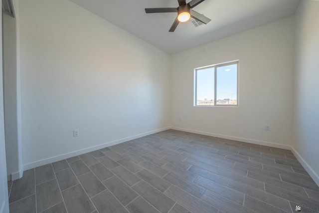 unfurnished room with ceiling fan