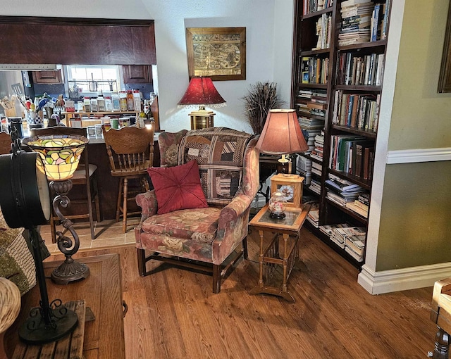 living area featuring hardwood / wood-style flooring