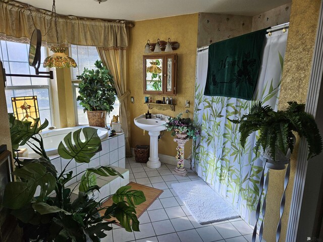 bathroom featuring tile patterned floors and walk in shower