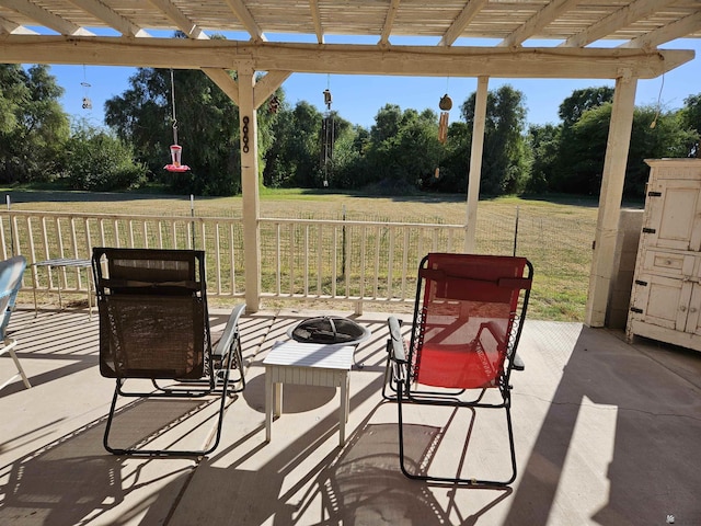 view of patio / terrace featuring a pergola