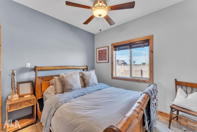 bedroom featuring ceiling fan