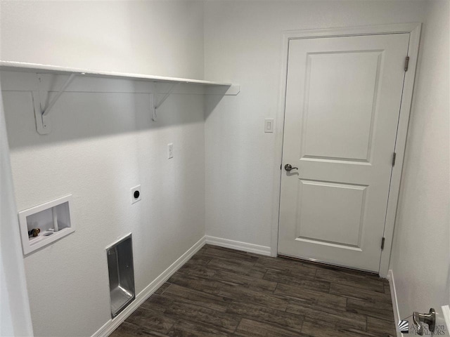 washroom featuring washer hookup, dark hardwood / wood-style floors, and electric dryer hookup