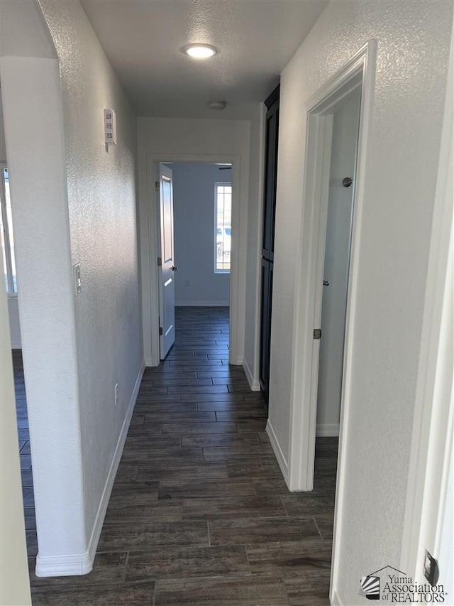 hallway featuring dark hardwood / wood-style floors