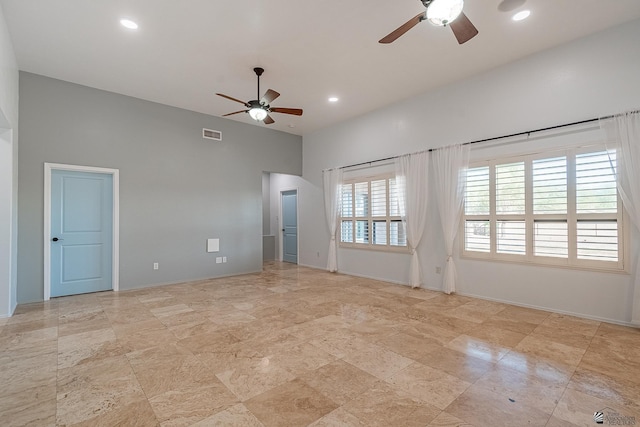 unfurnished room featuring ceiling fan