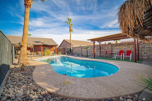 view of swimming pool with a patio area