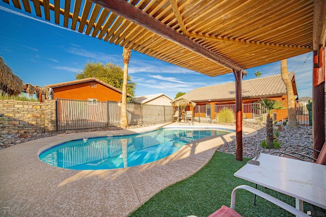 view of pool featuring a patio area and a pergola