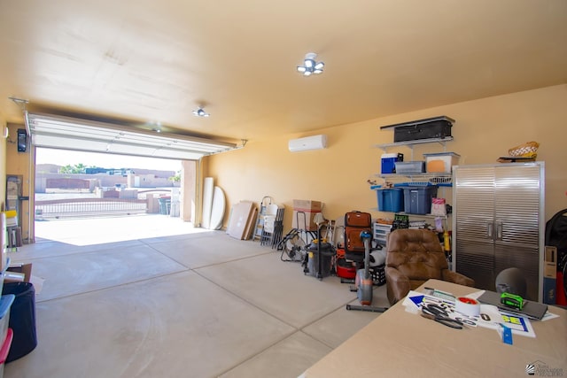 garage featuring a wall mounted AC