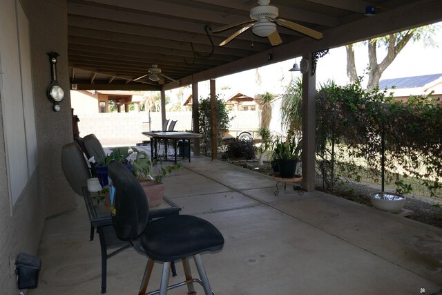 view of patio / terrace with ceiling fan