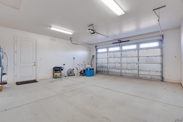 garage with a garage door opener