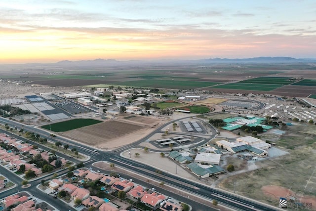 view of aerial view at dusk