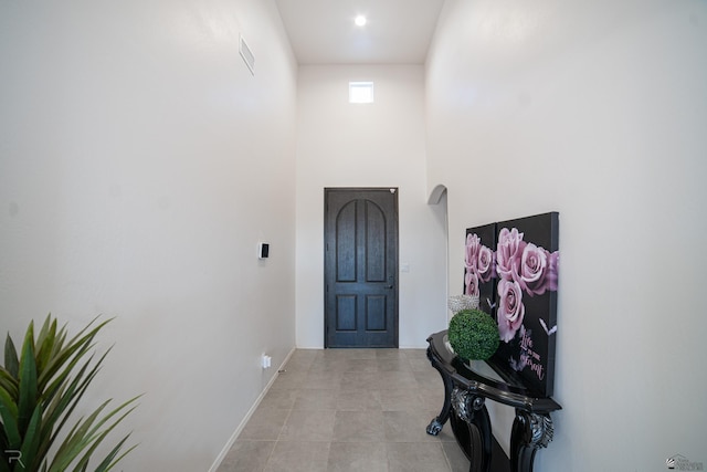 corridor with a towering ceiling