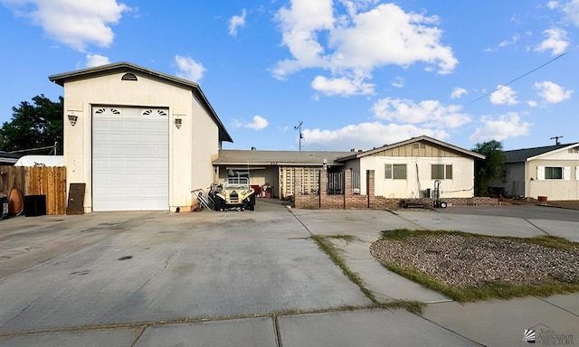 view of front of property with a garage