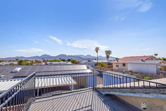 deck with a mountain view