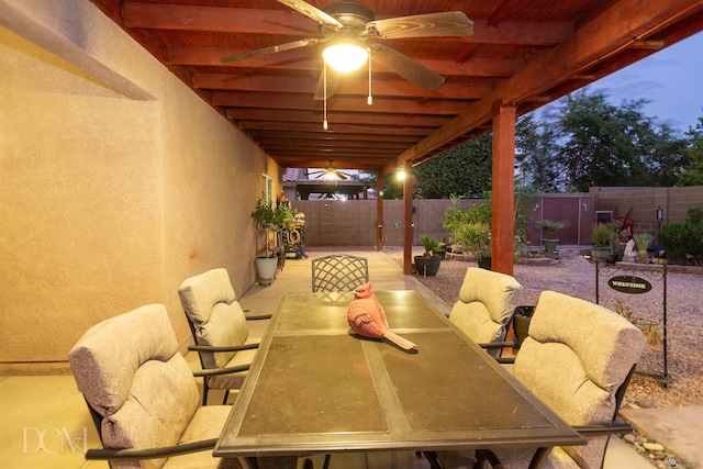 view of patio with ceiling fan