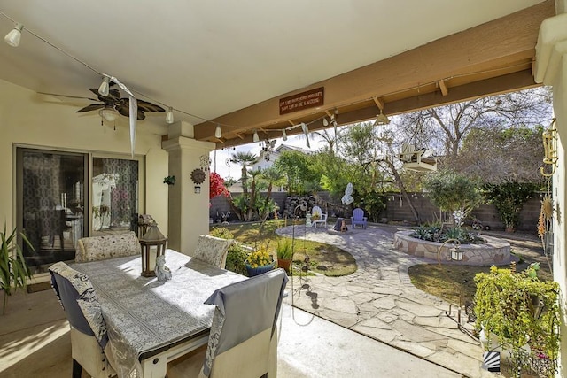 view of patio / terrace with ceiling fan