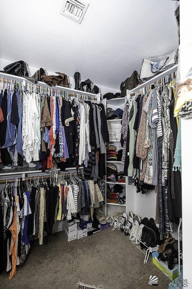 spacious closet featuring carpet