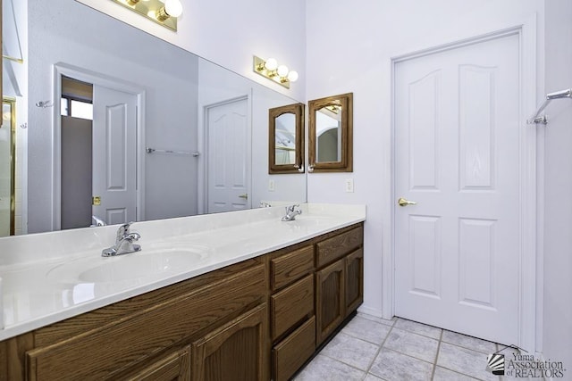 bathroom featuring vanity and tile patterned floors