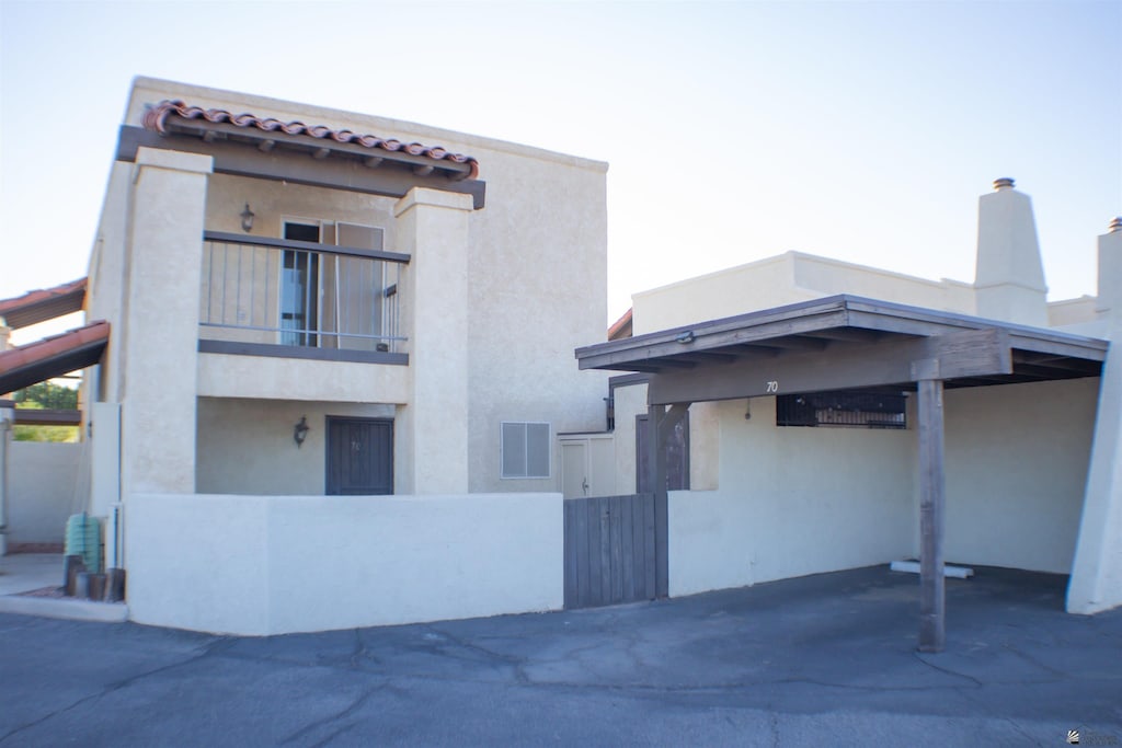 exterior space with a balcony