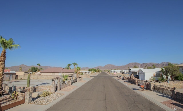 view of road with a mountain view