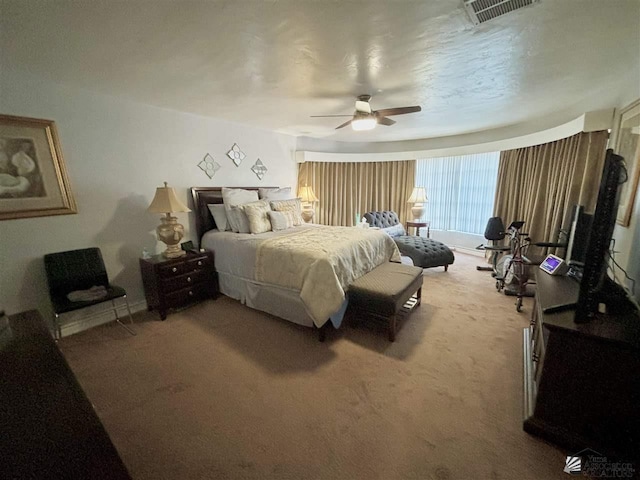 bedroom featuring carpet flooring and ceiling fan