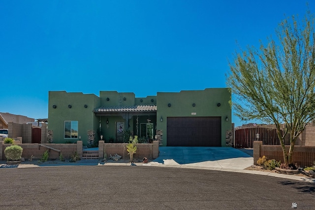 adobe home with a garage