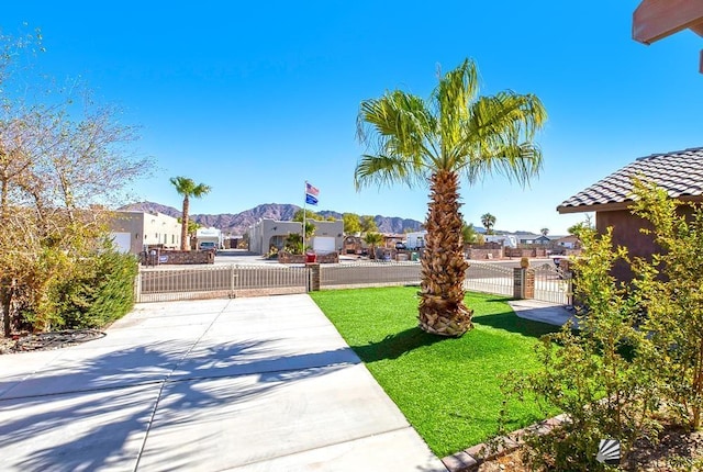 view of yard featuring a mountain view