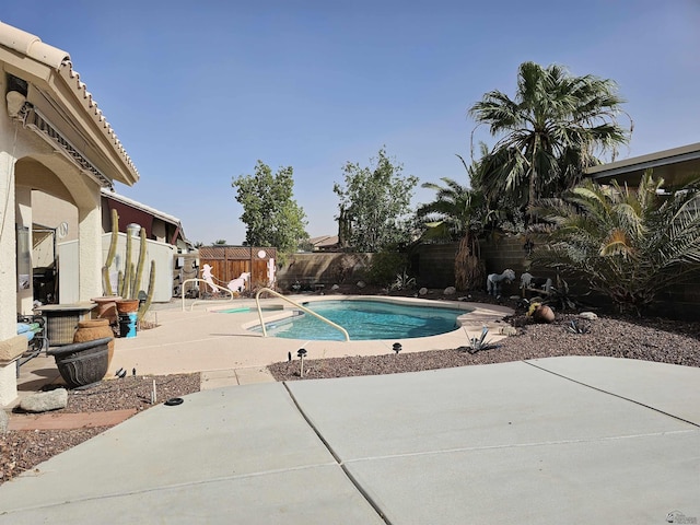 view of swimming pool with a patio area