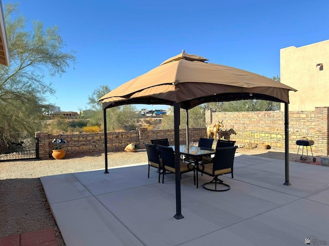 view of patio featuring a gazebo