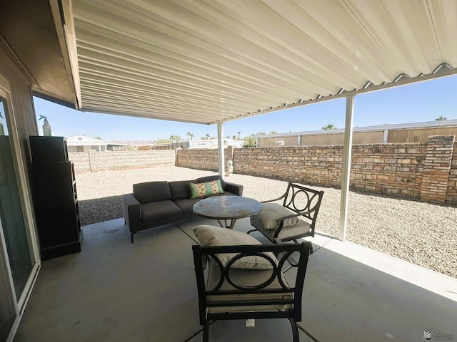 view of patio featuring a fenced backyard