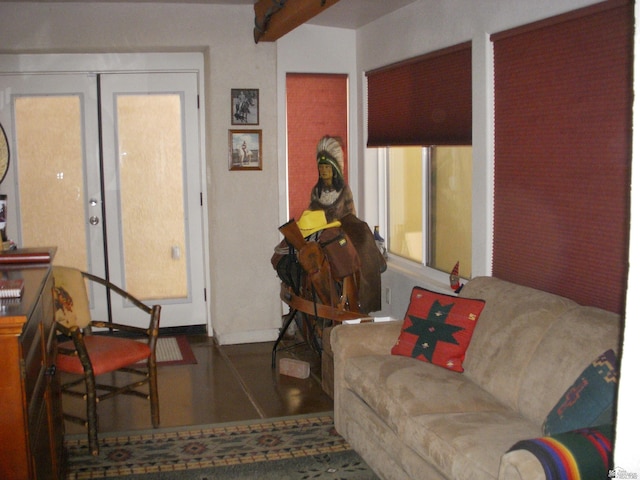 living room featuring french doors