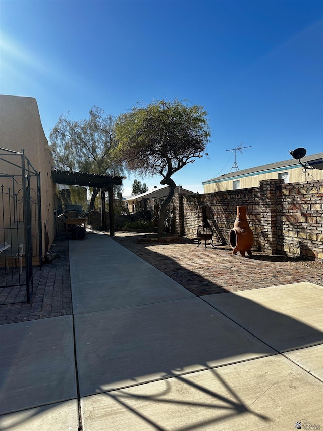 view of patio with a pergola